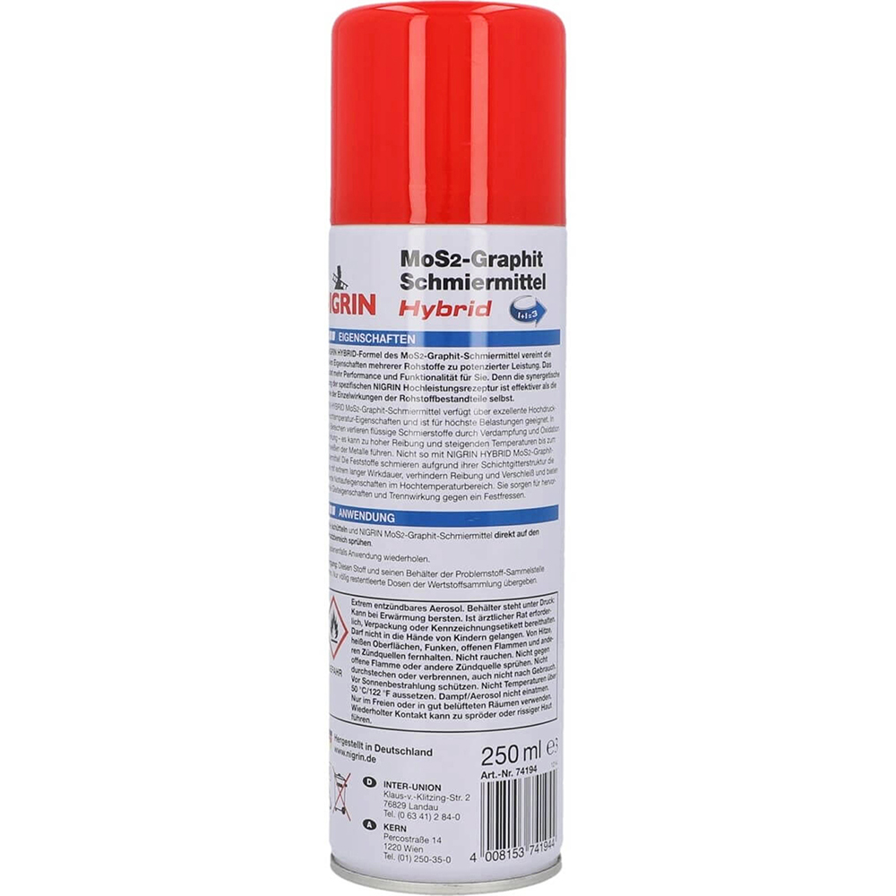Spray vaselina grafitata MoS2 NIGRIN Formula Hybrid, 250ml