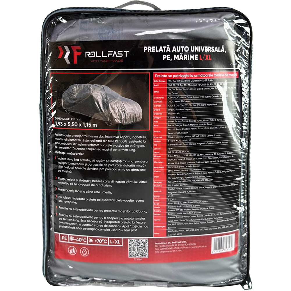Prelata auto ROLL FAST L/XL, gri
