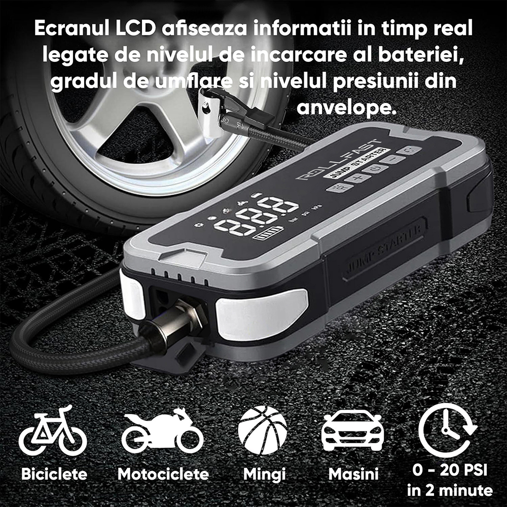 Starter auto cu compresor aer ROLL FAST 90082R, 12V, 4000A