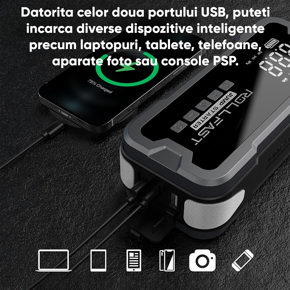 Starter auto cu compresor aer ROLL FAST 90082R, 12V, 4000A