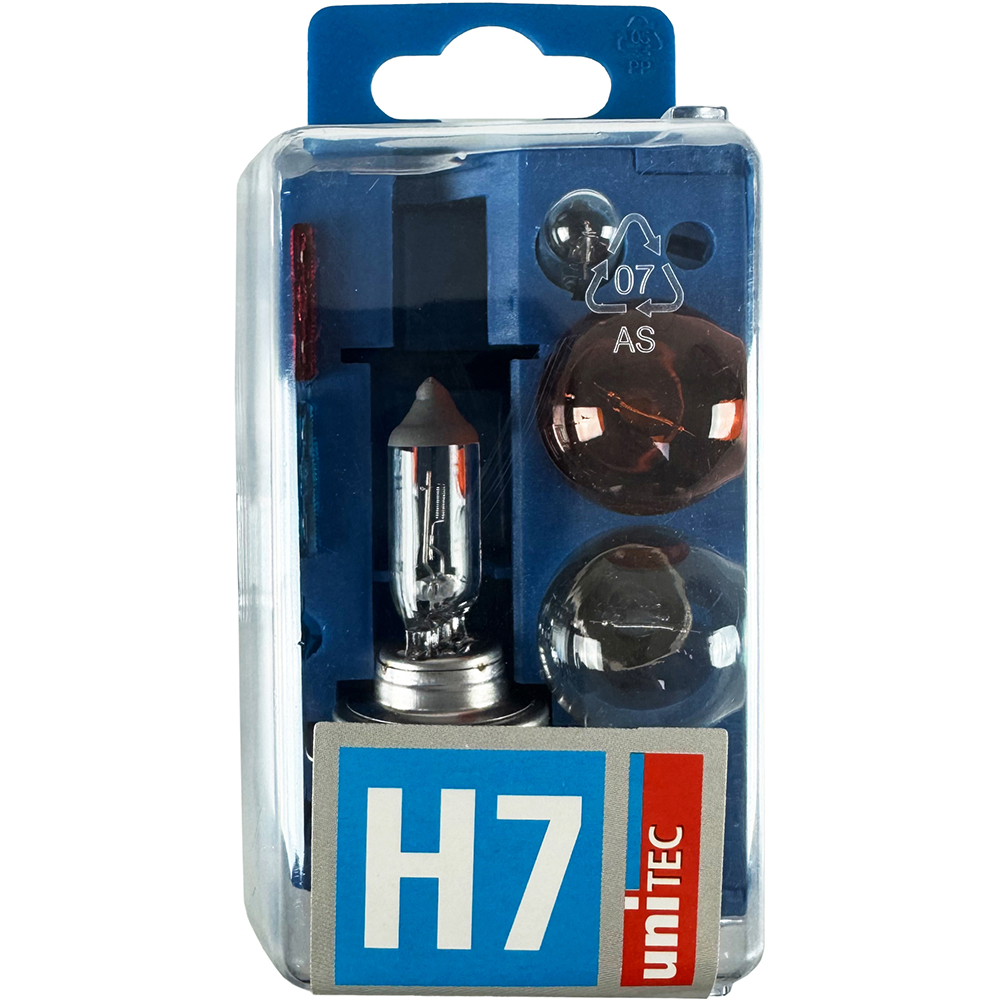 Kit rezerva becuri auto UNITEC 91301, H7, 55W + Siguranta de 10A si 15A