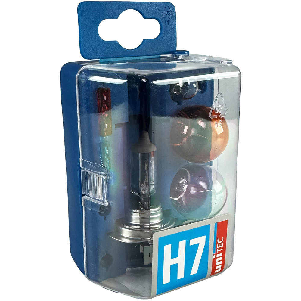 Kit rezerva becuri auto UNITEC 91301, H7, 55W + Siguranta de 10A si 15A