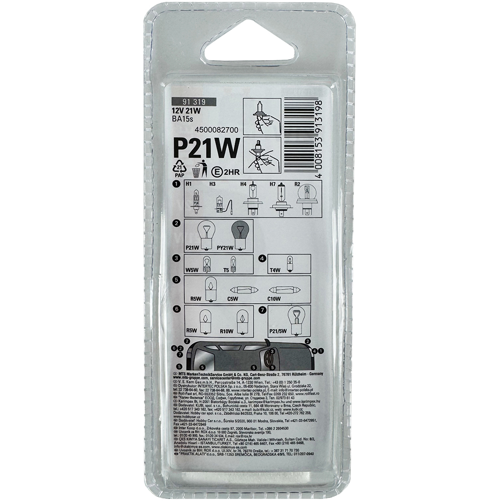 Set becuri frana/semnalizare UNITEC 91319, P21W, 12V, 21W, 2 buc