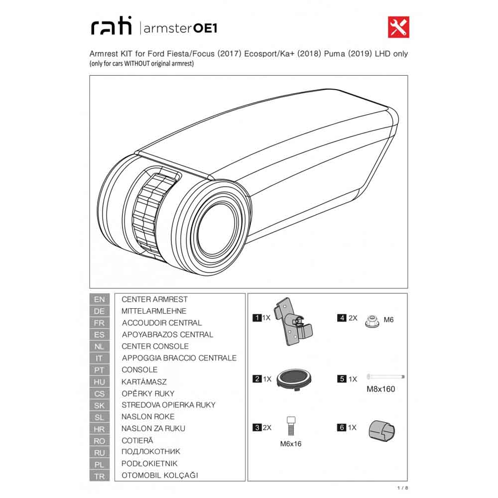 Cotiera auto RATI Armster, Ford Puma, Focus 2018-Prezent, negru