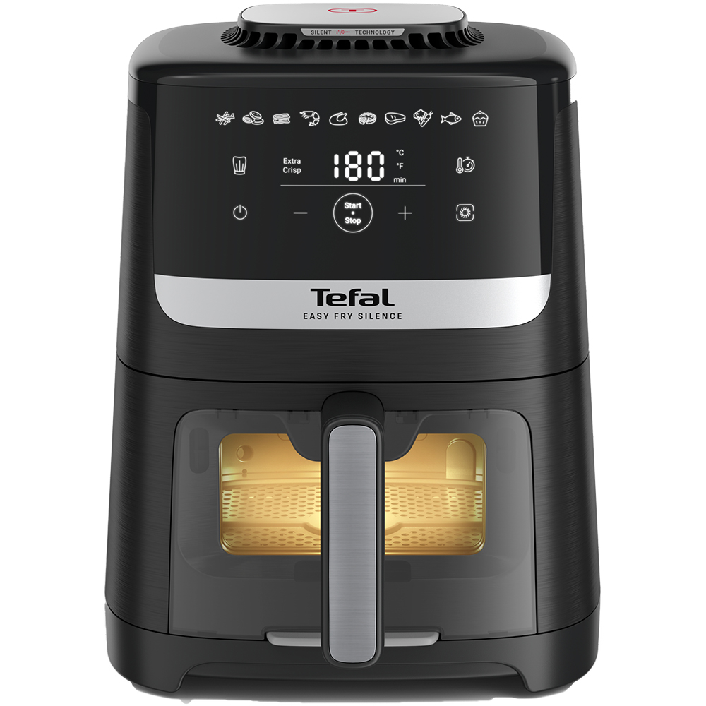 Friteuza cu aer cald TEFAL Easy Fry Silence EY5568E0, 1.5kg, 5l, 1670W, argintiu-negru