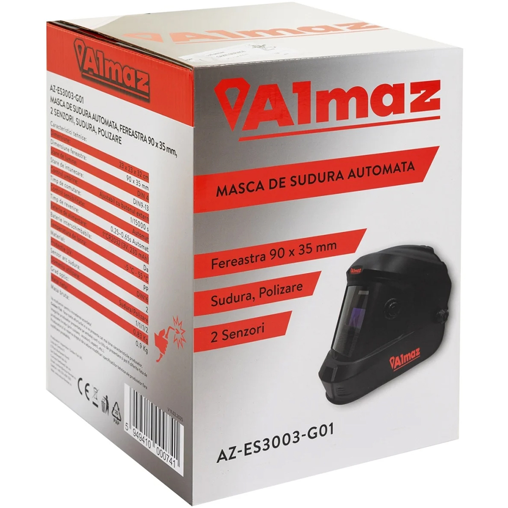 Masca sudura ALMAZ, automata, 2 senzori, 90 x 35 mm, negru