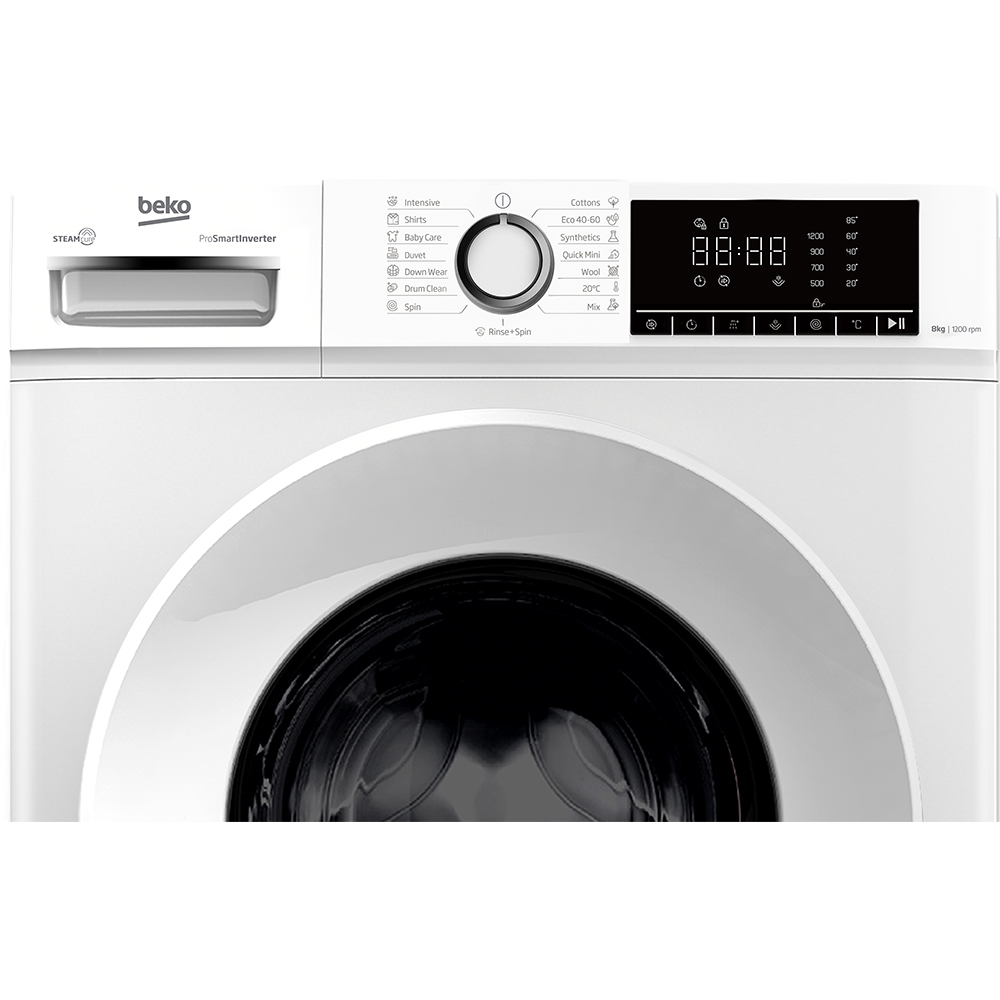 Masina de spalat rufe frontala BEKO B1WFM2821WEE, SteamCure, 8 kg, 1200rpm, Clasa A, alb