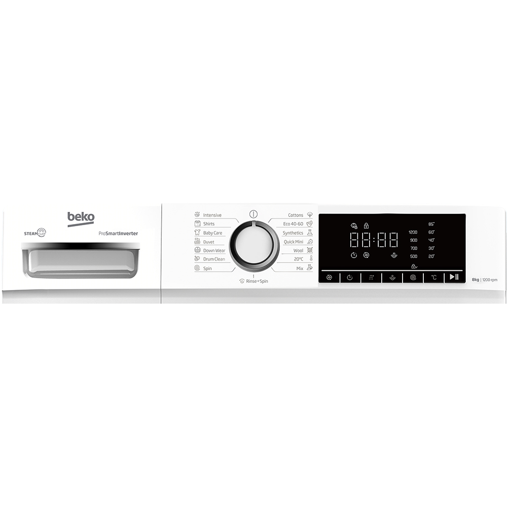 Masina de spalat rufe frontala BEKO B1WFM2821WEE, SteamCure, 8 kg, 1200rpm, Clasa A, alb