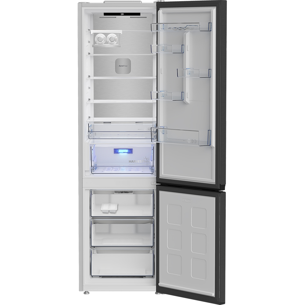 Combina frigorifica BEKO B3RCNA415HXBR, No Frost, 415 l, H 203.5 cm, Clasa D, dark inox