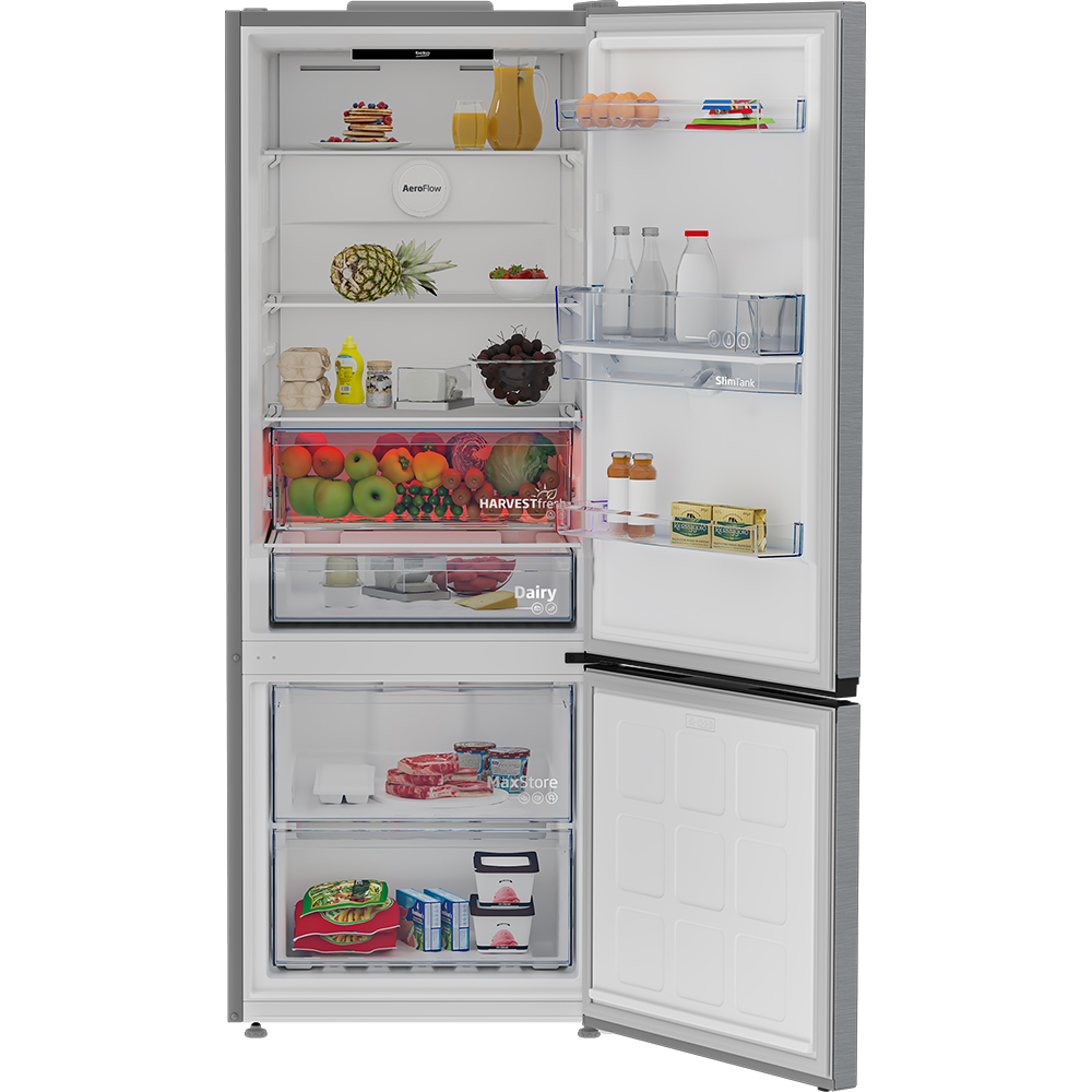 Combina frigorifica BEKO B3RCNE534HDXB, No Frost, 475 l, H 187 cm, Clasa E, Dozator apa, inox