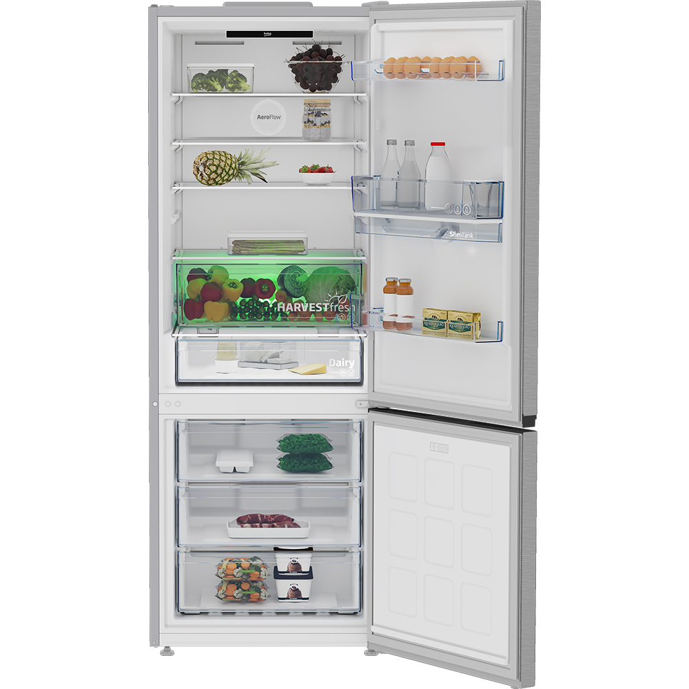 Combina frigorifica BEKO B3RCNE564HDXB1, No Frost, 490 l, H 192 cm, Clasa E, Dozator apa, argintiu