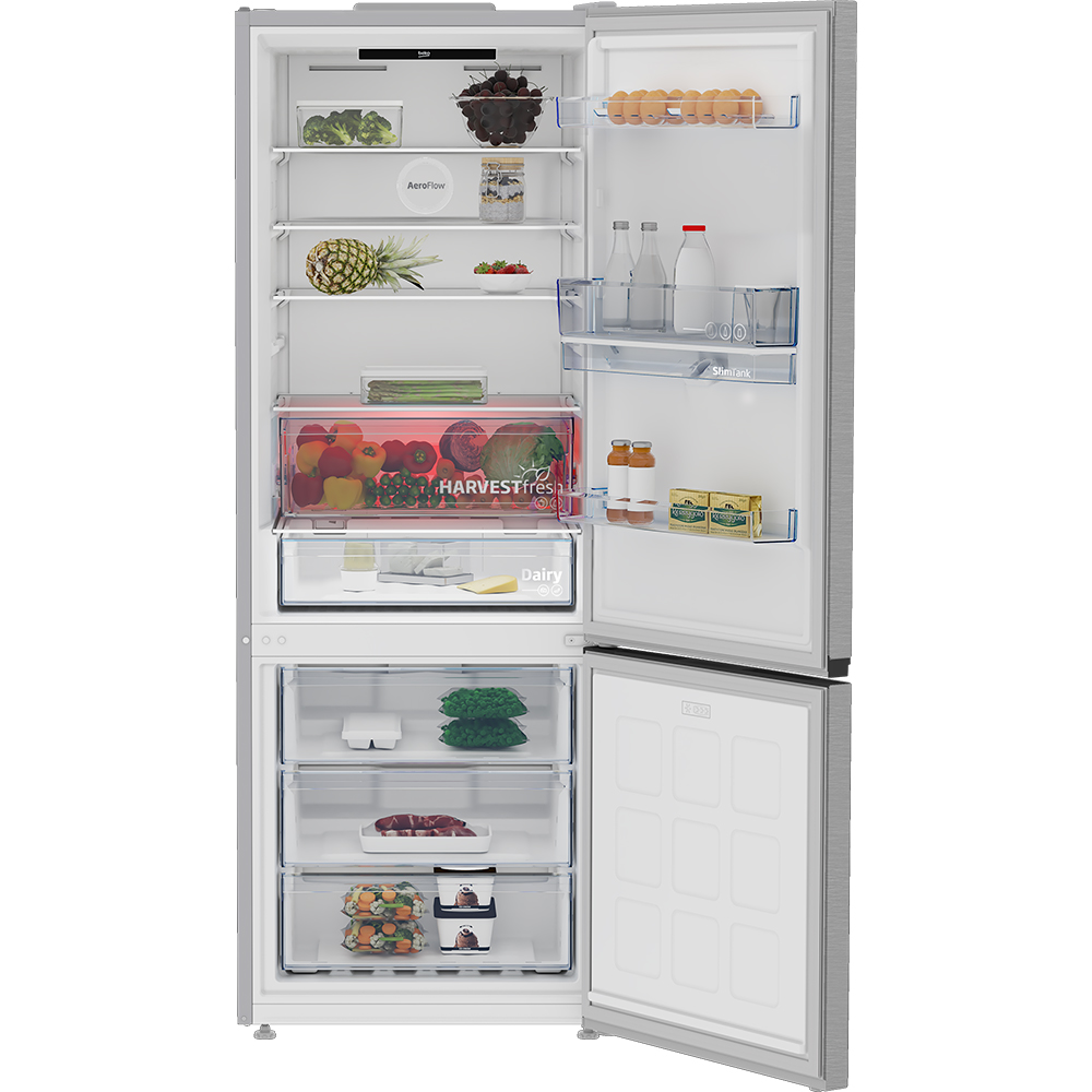 Combina frigorifica BEKO B3RCNE564HDXB1, No Frost, 490 l, H 192 cm, Clasa E, Dozator apa, argintiu