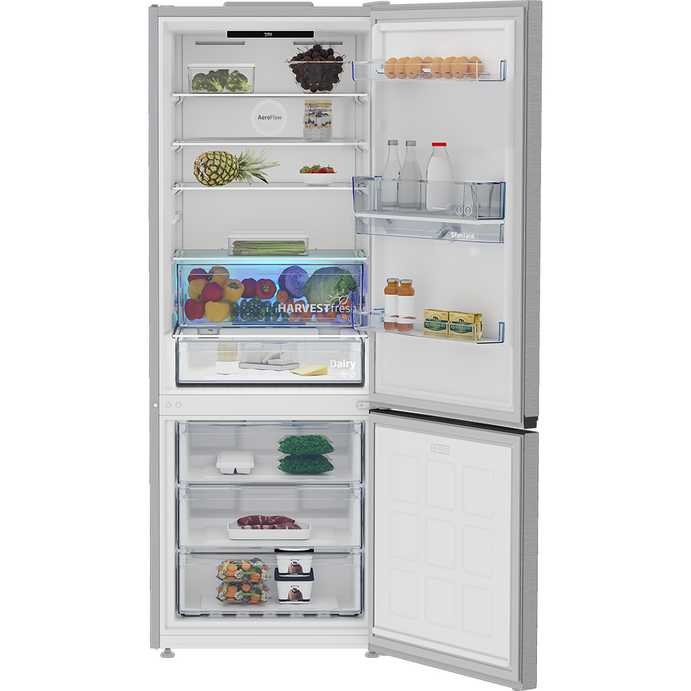 Combina frigorifica BEKO B3RCNE564HDXB1, No Frost, 490 l, H 192 cm, Clasa E, Dozator apa, argintiu
