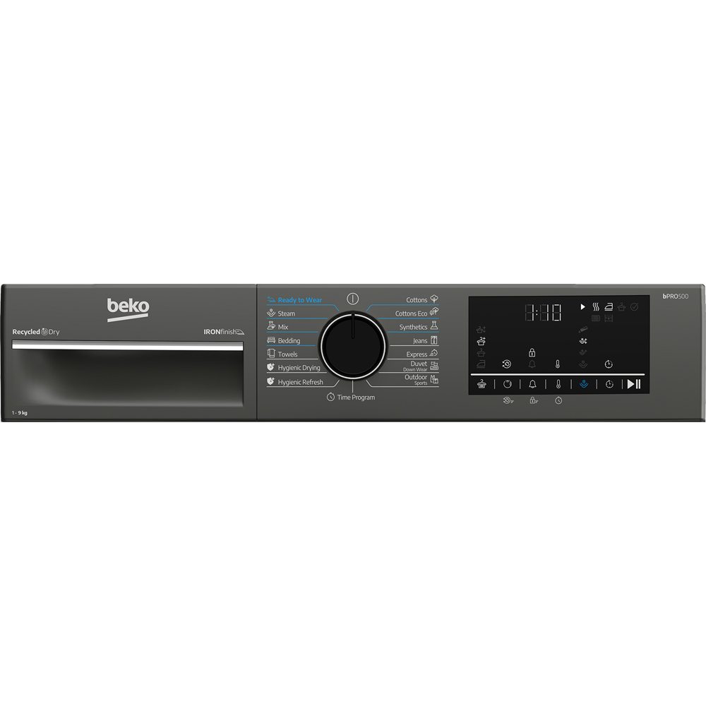 Uscator de rufe BEKO B3T49233M EU, Pompa de caldura, 9 kg, 15 programe, Clasa D, gri inchis