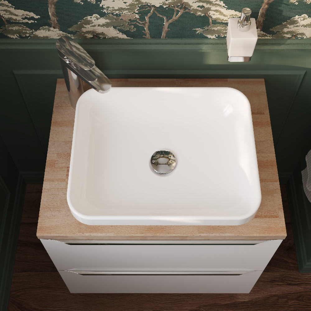Lavoar pe blat GoodHome Teesta, rasina, 45 x 35 cm, alb