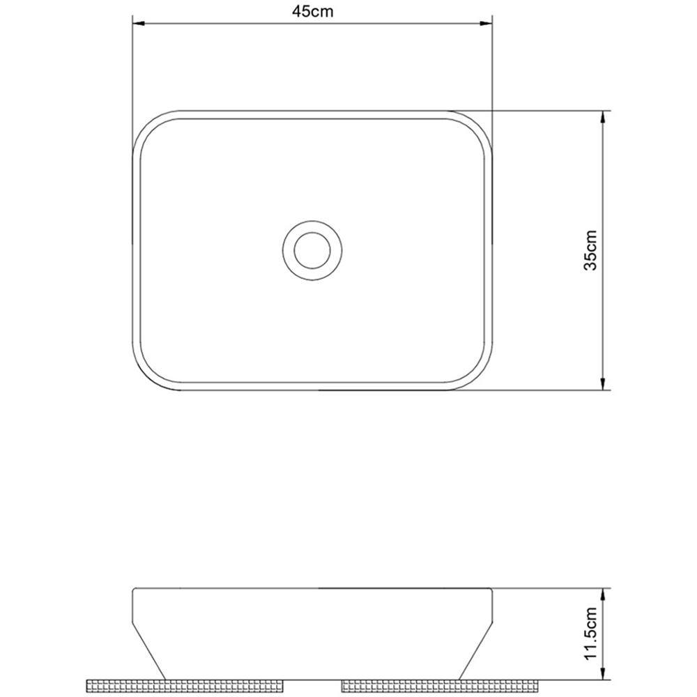 Lavoar pe blat GoodHome Teesta, rasina, 45 x 35 cm, alb