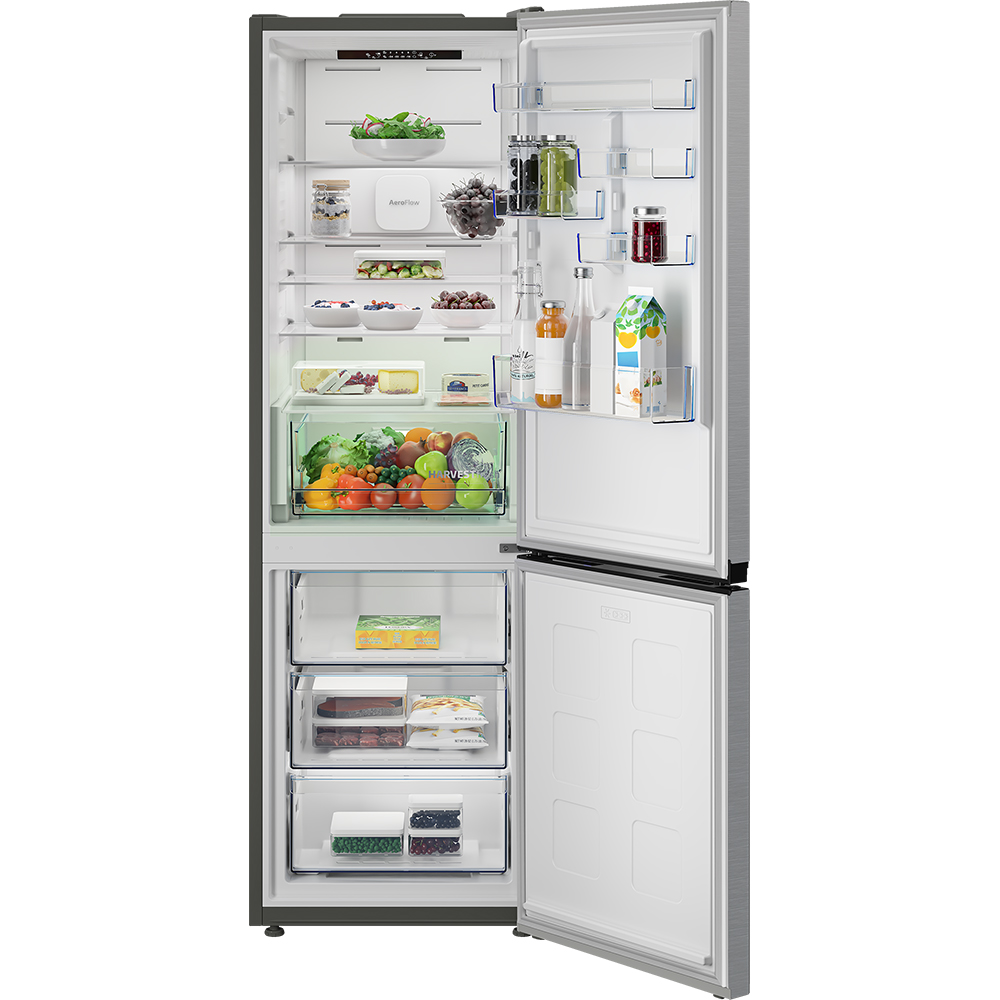 Combina frigorifica BEKO B5RCNA376HXB, No Frost, 370 l, H 186.5 cm, Clasa C, argintiu