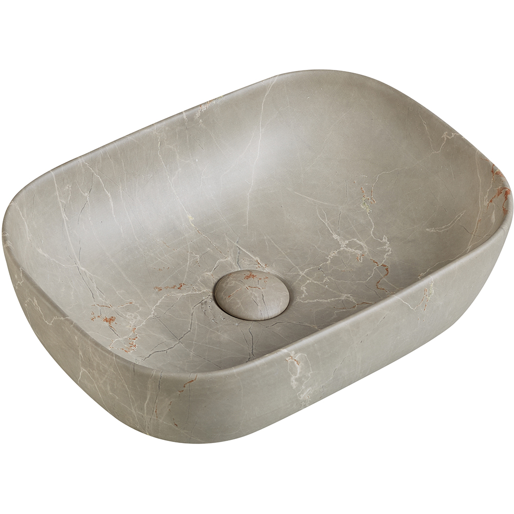 Lavoar pe blat, portelan,  46 x 33 cm, aspect marmura, crem