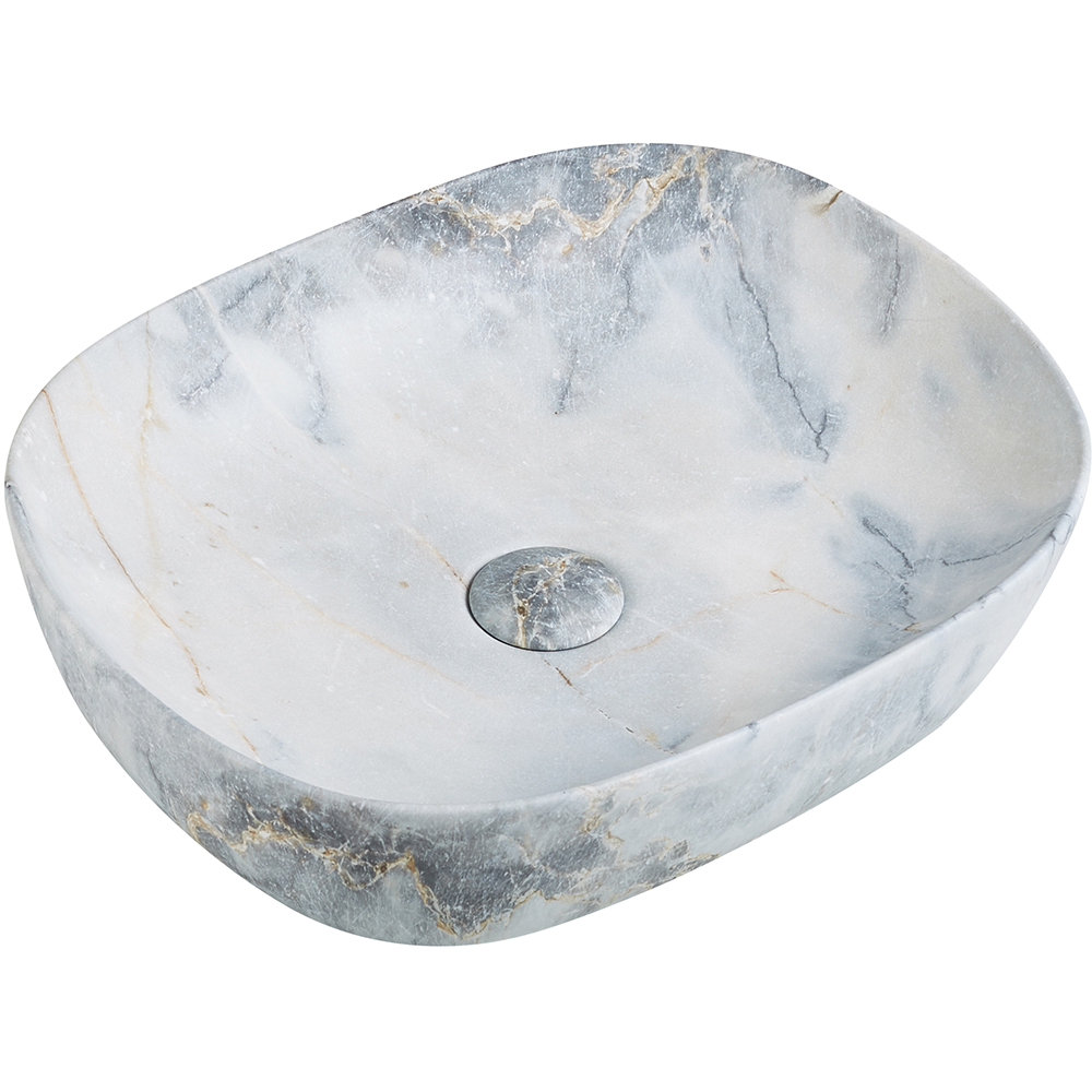 Lavoar pe blat, portelan, 46 x 38 cm, aspect marmura, gri