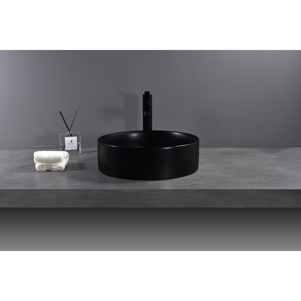 Lavoar pe blat, portelan, 40 cm, negru mat