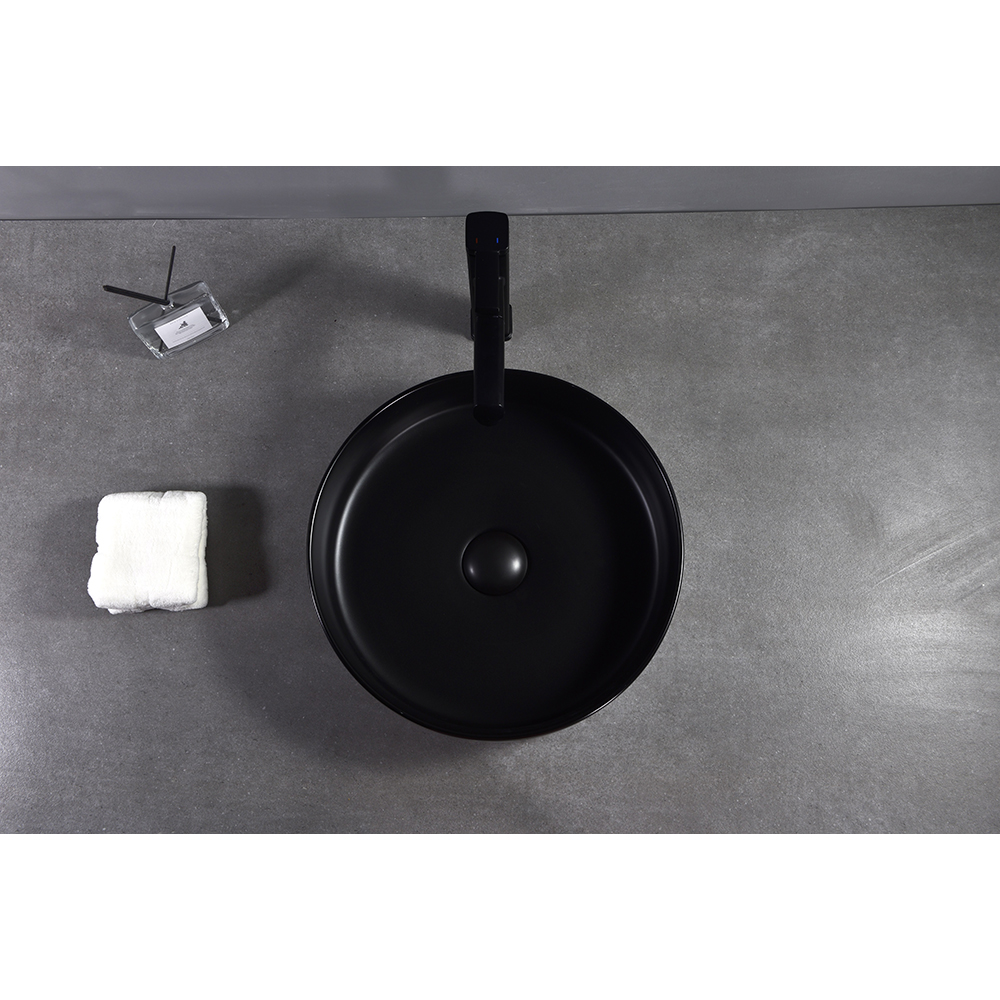 Lavoar pe blat, portelan, 40 cm, negru mat