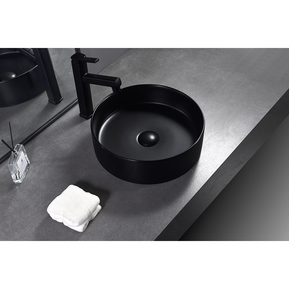 Lavoar pe blat, portelan, 40 cm, negru mat