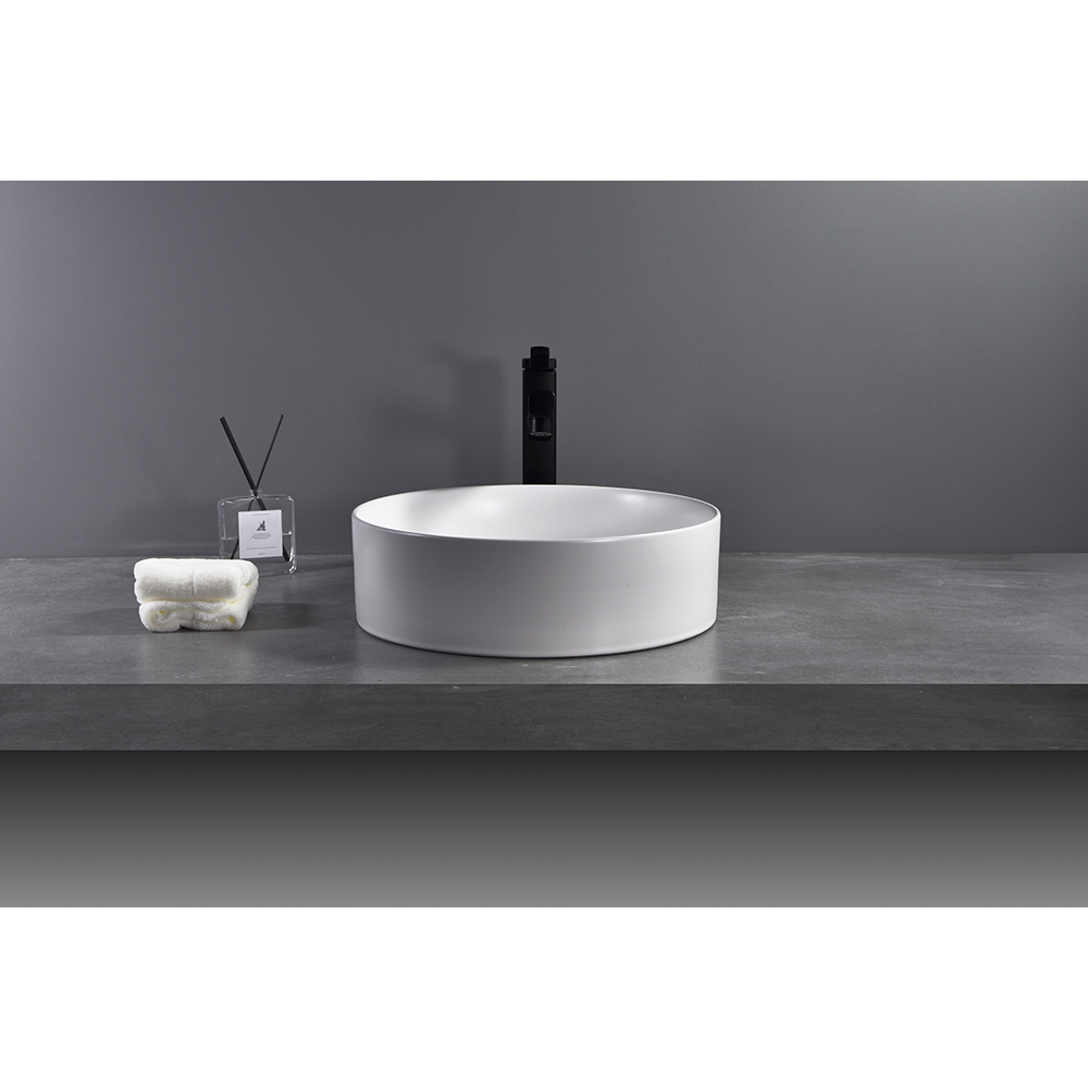 Lavoar pe blat, portelan, 40 cm, alb mat