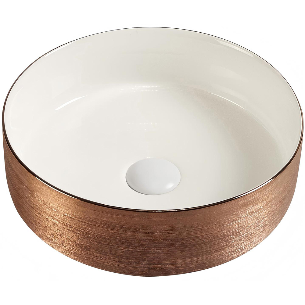 Lavoar pe blat, portelan, 36 cm, rose gold-alb