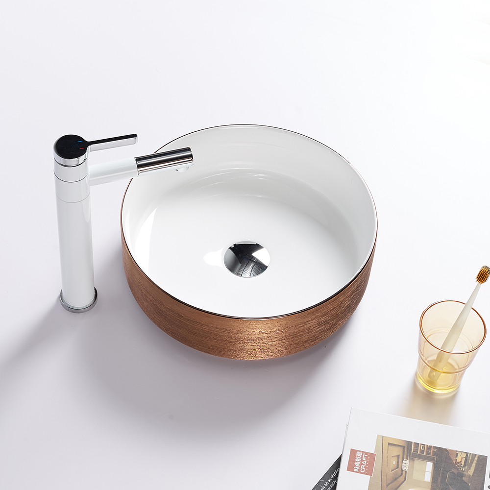 Lavoar pe blat, portelan, 36 cm, rose gold-alb