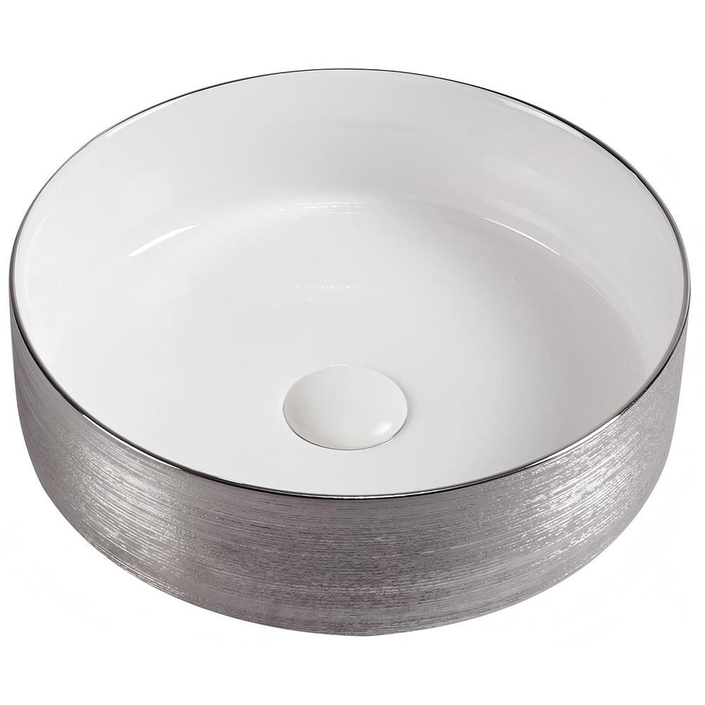 Lavoar pe blat, portelan, 36 cm, argintiu-alb