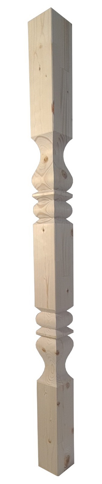 Balustru capat strunjit brad, 130 x 7 x 7 cm, natur