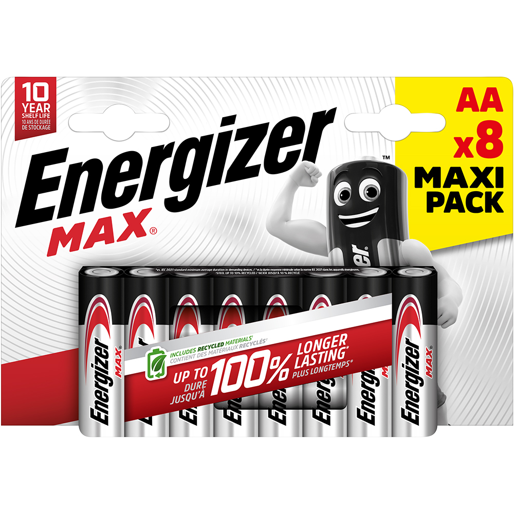 Baterii alcaline ENERGIZER AA, 1.5V, 8 bucati