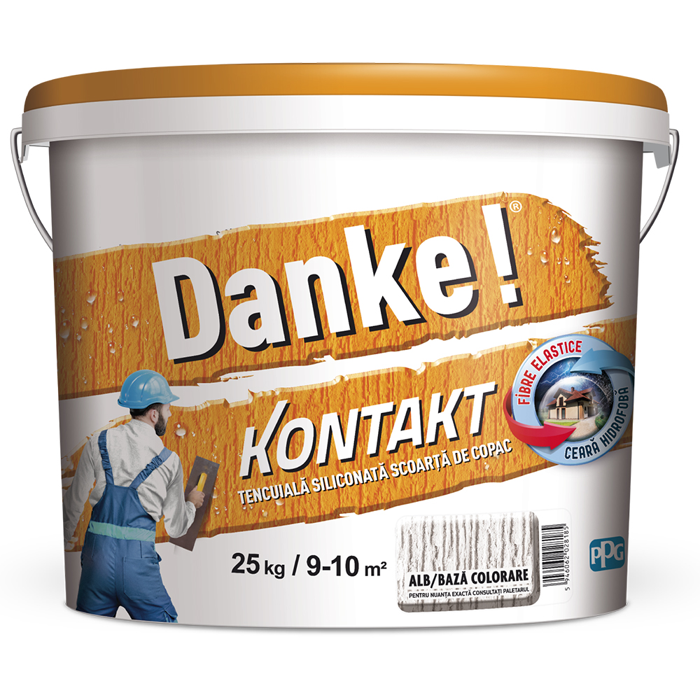 Tencuiala decorativa DANKE Kontakt Scoarta de copac, baza alba, 25 kg
