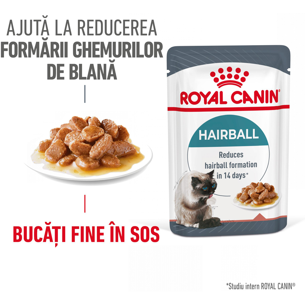 Hrana umeda pentru pisici ROYAL CANIN FCN Hairball Care Gravy, Adult, Peste in sos, 85 g