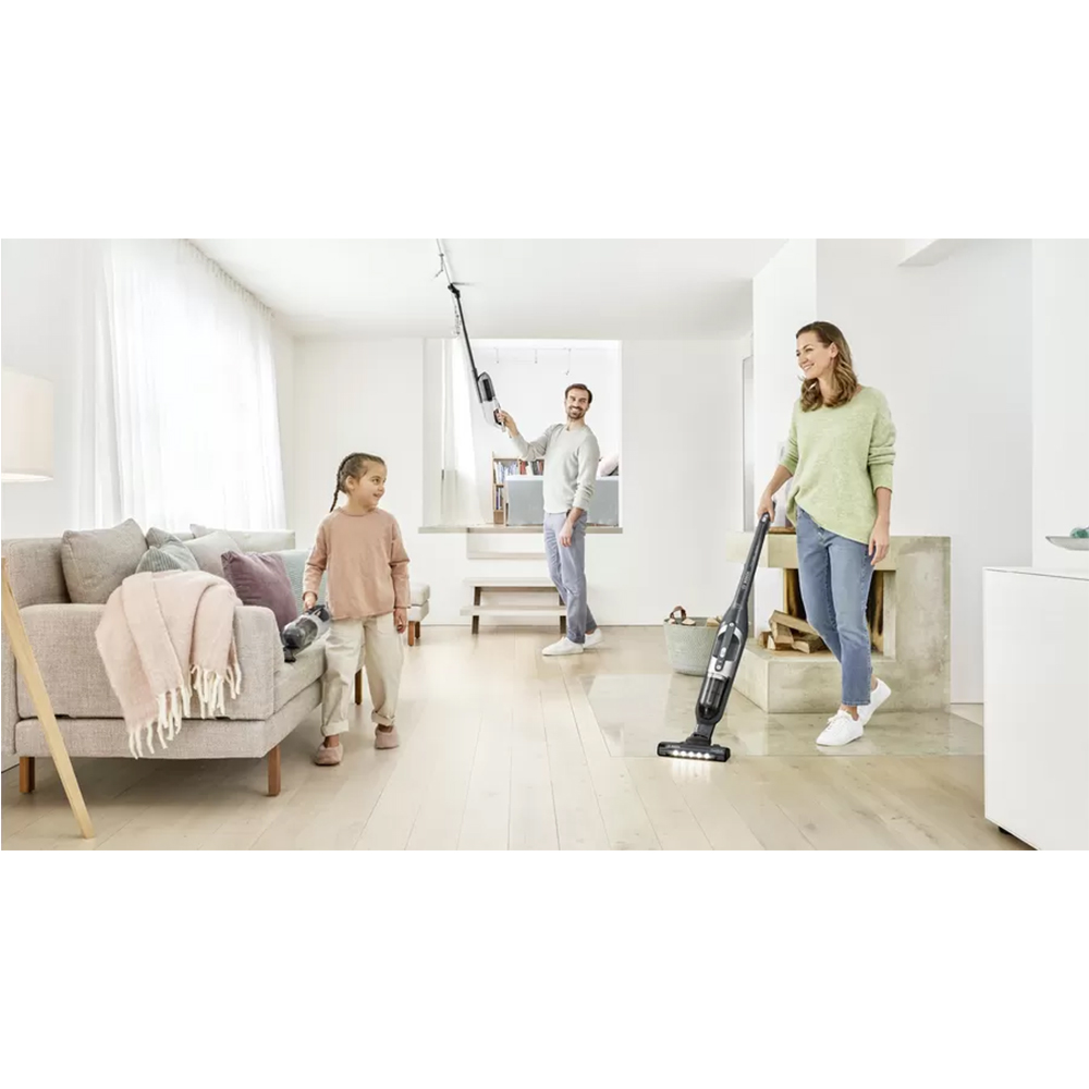 Aspirator vertical 2in1 BOSCH Flexxo Gen2 Seria 4 BCH3K2801, 0.4l, 25.2V, autonomie max 55 min, Sistem RobustAir, argintiu-negru