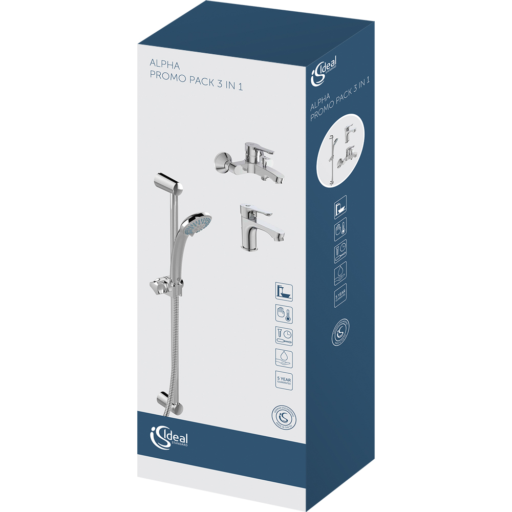 Set baterii baie 3in1 IDEAL STANDARD Alpha BD004AA, alama sanitara, crom