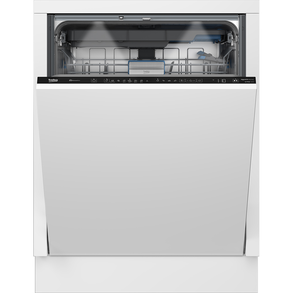 Masina de spalat vase incorporabila BEKO BDIN37540WP, 15 seturi, 11 programe, 60 cm, Clasa C, Wi-Fi, panou comanda negru