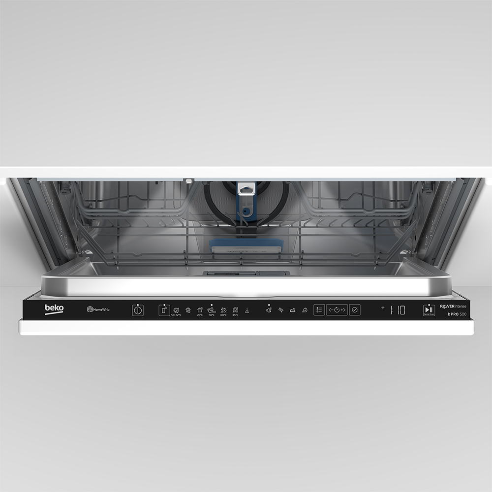 Masina de spalat vase incorporabila BEKO BDIN37540WP, 15 seturi, 11 programe, 60 cm, Clasa C, Wi-Fi, panou comanda negru
