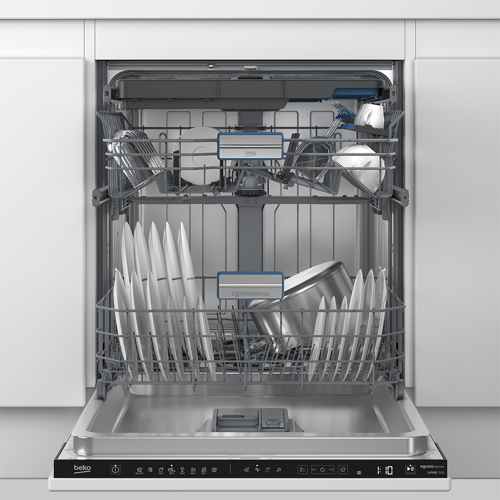 Masina de spalat vase incorporabila BEKO BDIN38551P, 15 seturi, 8 programe, 60 cm, Clasa B, panou comanda negru