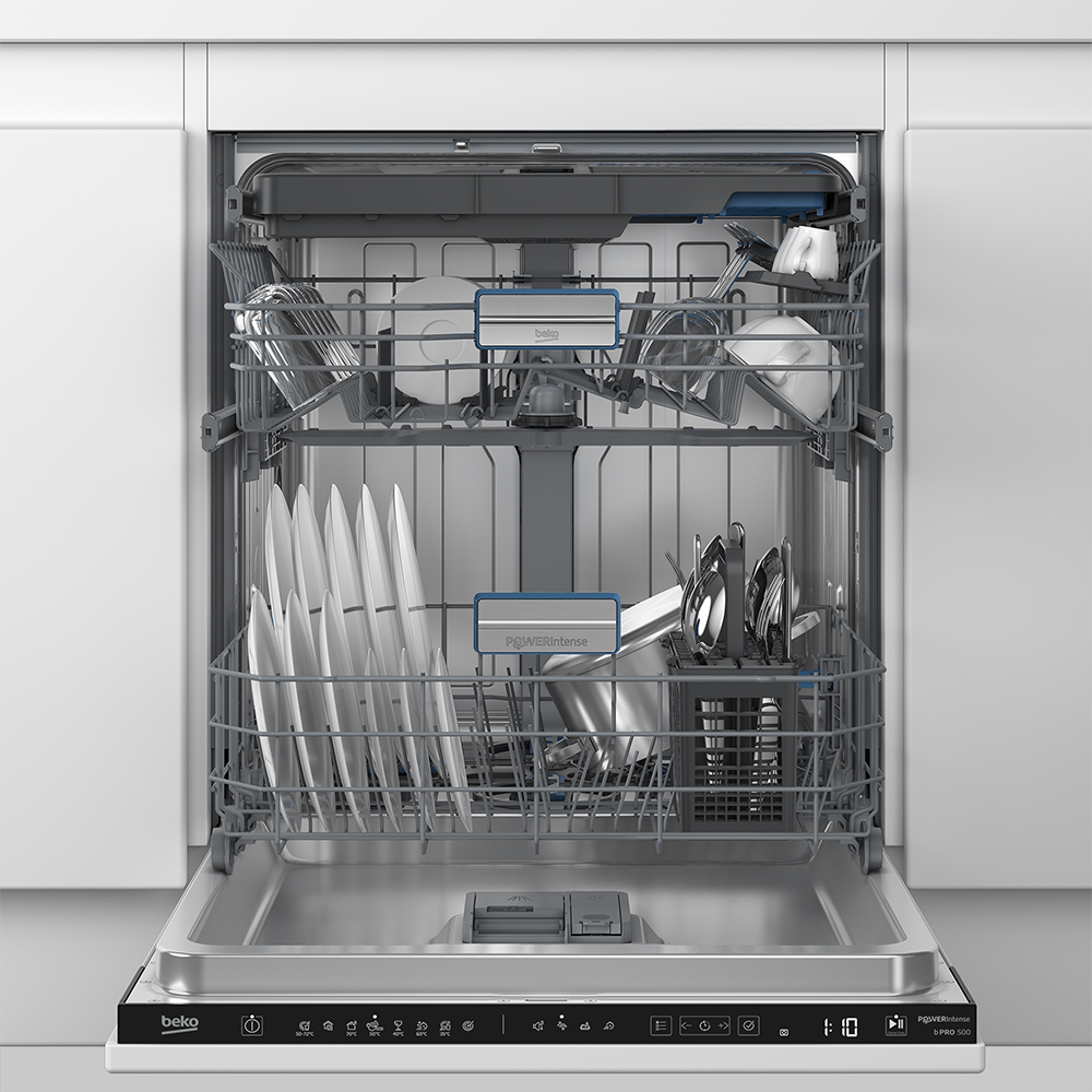 Masina de spalat vase incorporabila BEKO BDIN38561P, 15 seturi, 8 programe, 60 cm, Clasa A, panou comanda negru