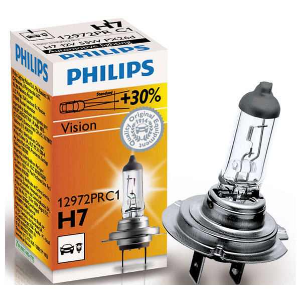 Bec far PHILIPS Vision 12972PRC1, +30%, H7, 12V, 55W