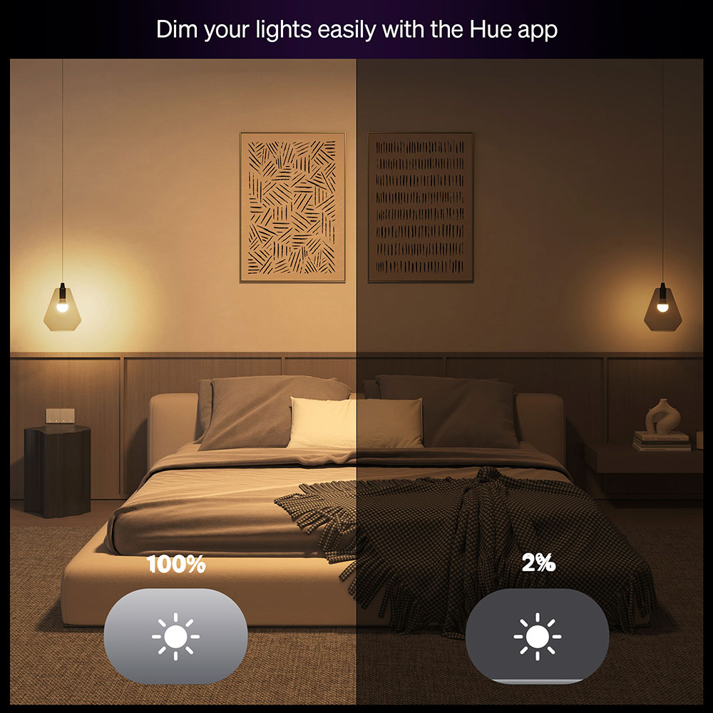 Bec LED PHILIPS HUE Essential, E27, 8W, 806lm, Wi-Fi, lumina variabila, compatibil Alexa, Google Assistant