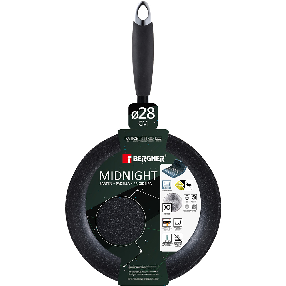 Tigaie BERGNER Midnight BG-30193-GR, 28cm, aluminiu, negru