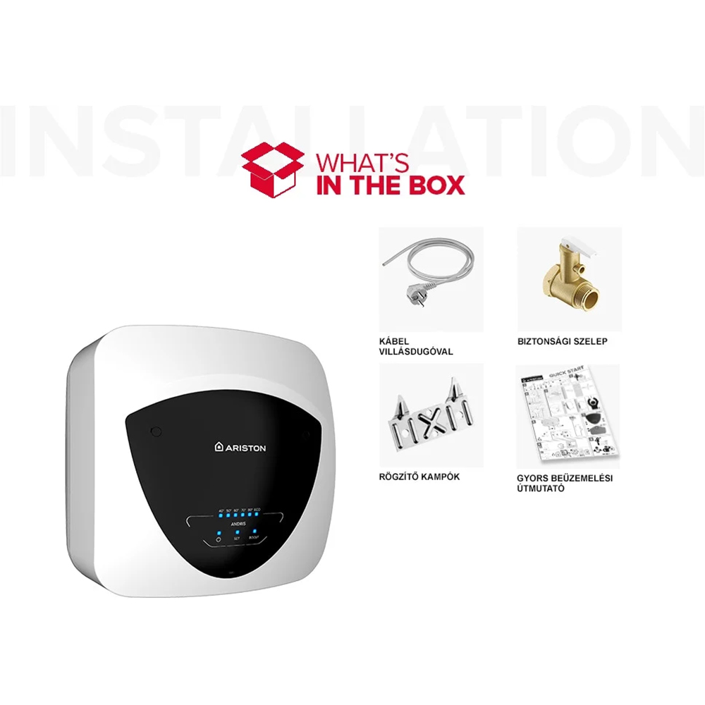 Boiler electric ARISTON Andris Elite 15, 15l, 1200W, Wi-Fi, alb