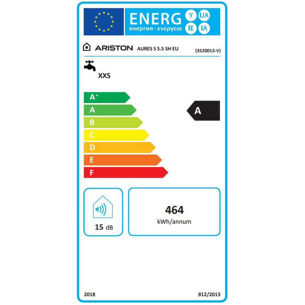 Instant apa calda electric ARISTON Aures Slim, 3.9 l/min, 5500W, IP25, Limitator dublu termic, alb-gri