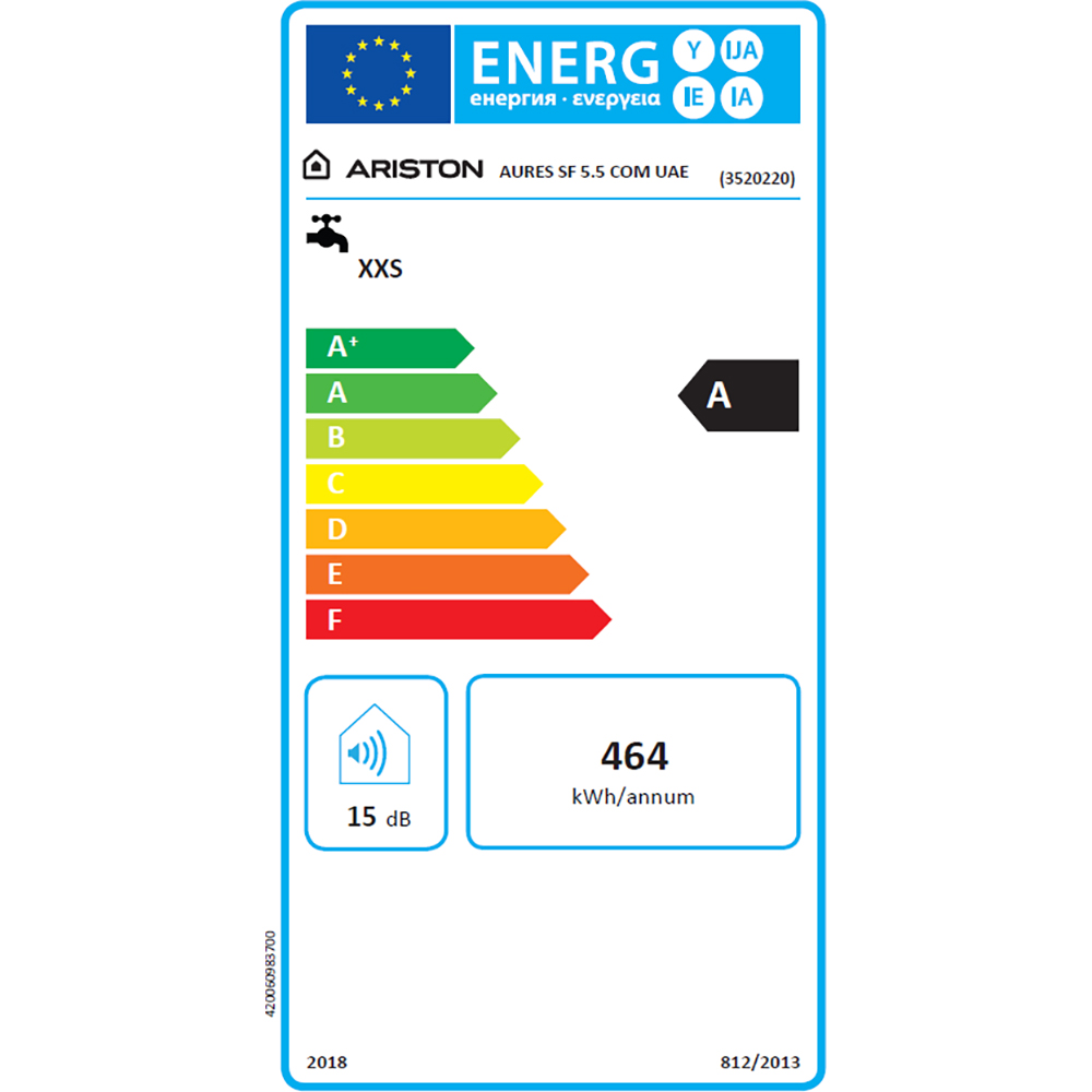 Instant apa calda electric ARISTON Aures Slim Flow, 3.9 l/min, 5500W, IP25, Limitator dublu termic, alb-gri