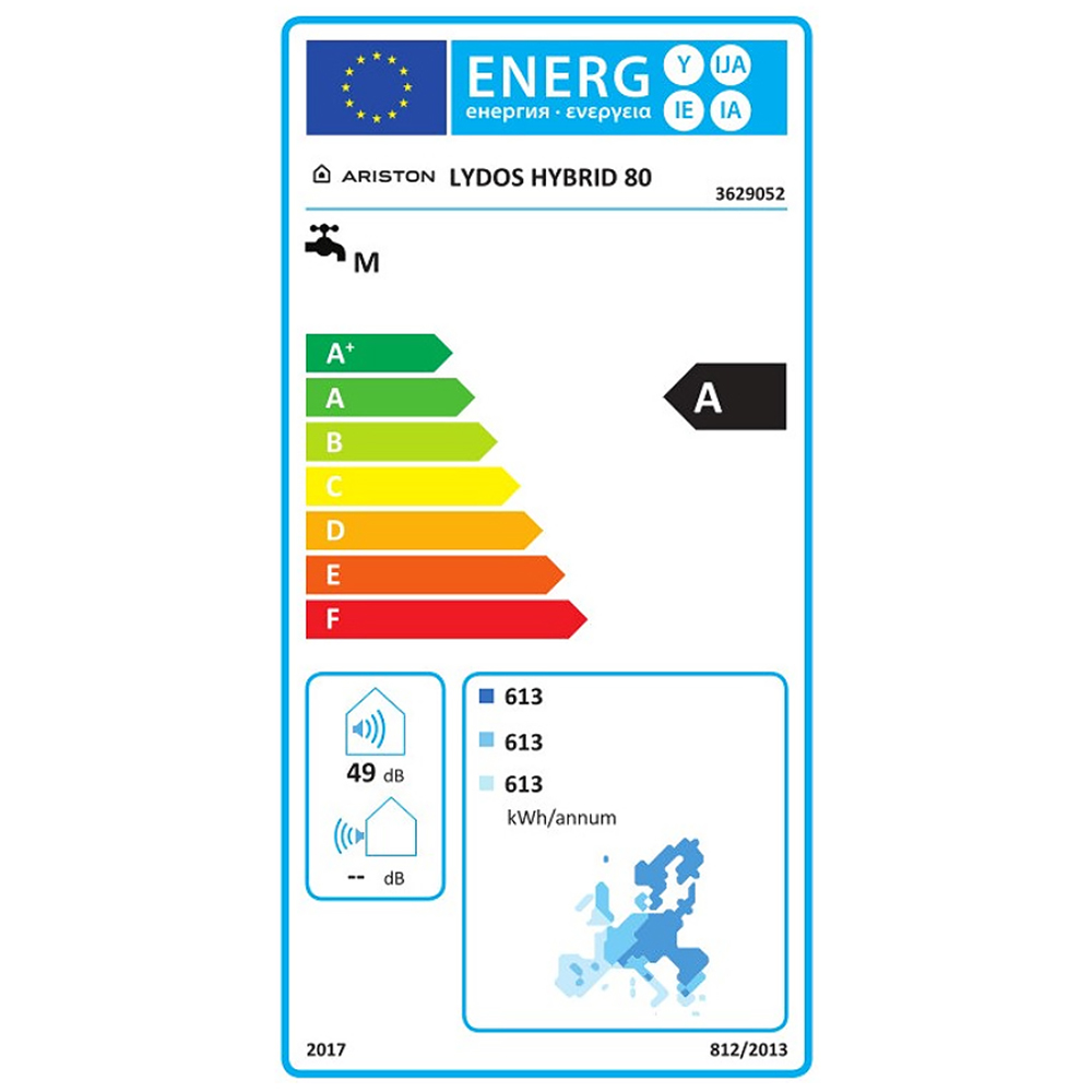 Boiler electric ARISTON Lydos Hybrid, Wi-Fi, 80L, 1200W, alb