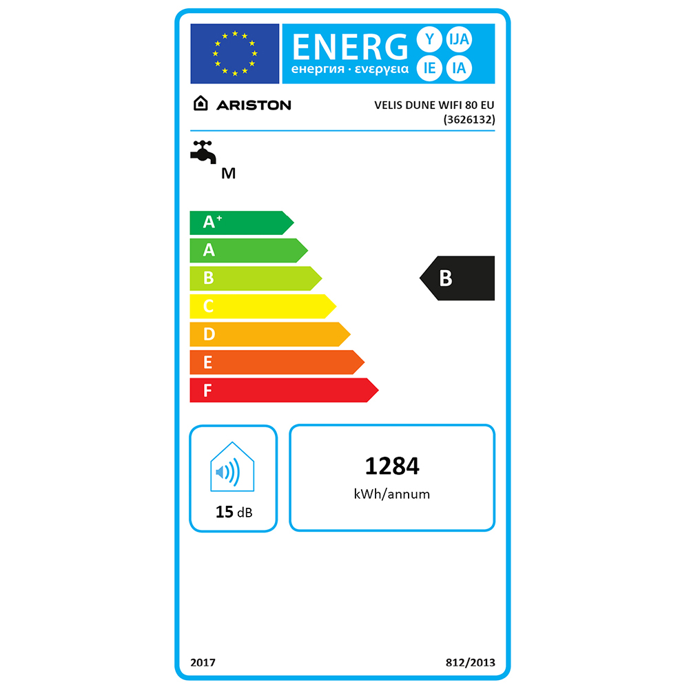 Boiler electric ARISTON Velis Dune, Wi-Fi, 80L, 1500W, alb