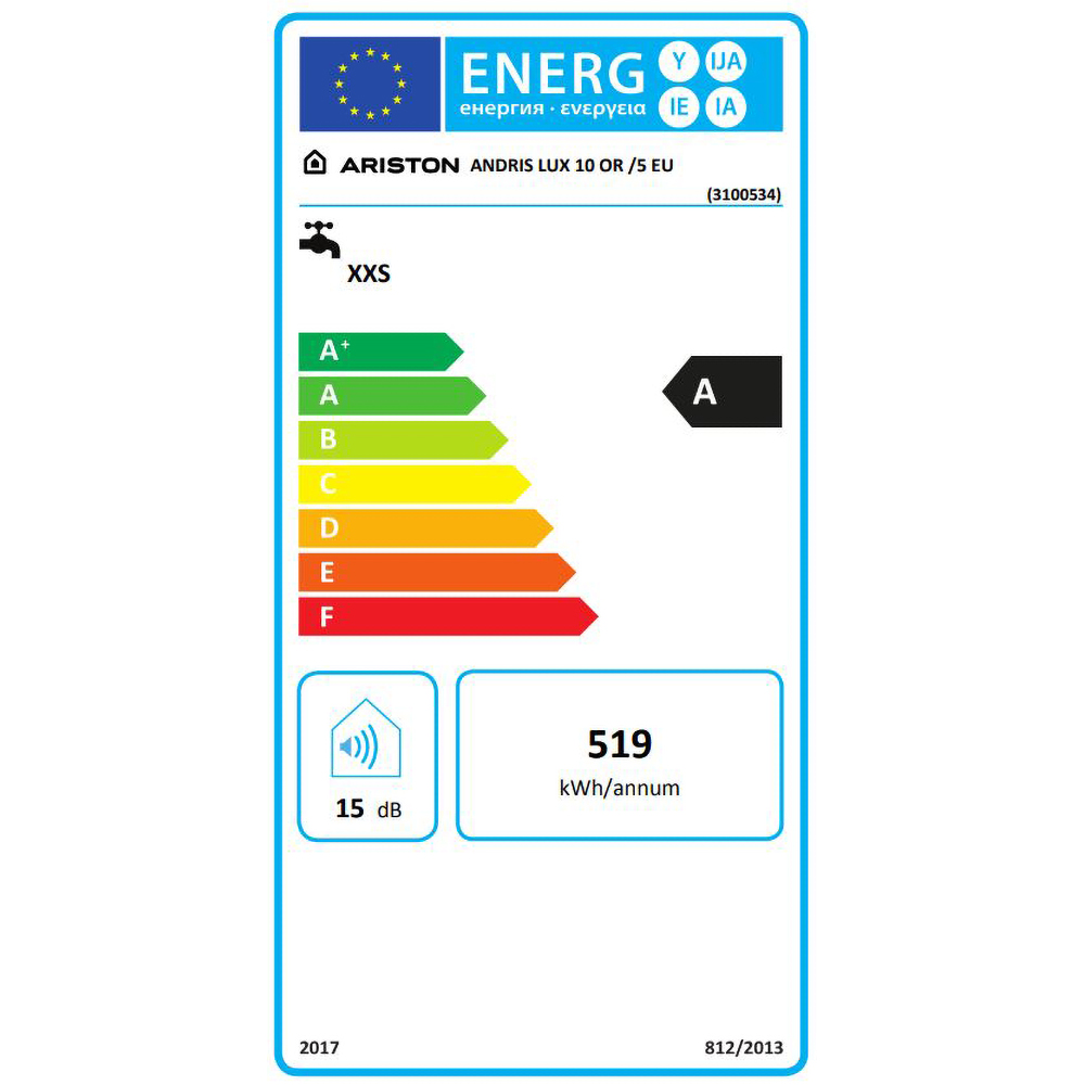 Boiler electric ARISTON Andris Lux 10 EU, 10l, 1200W, alb