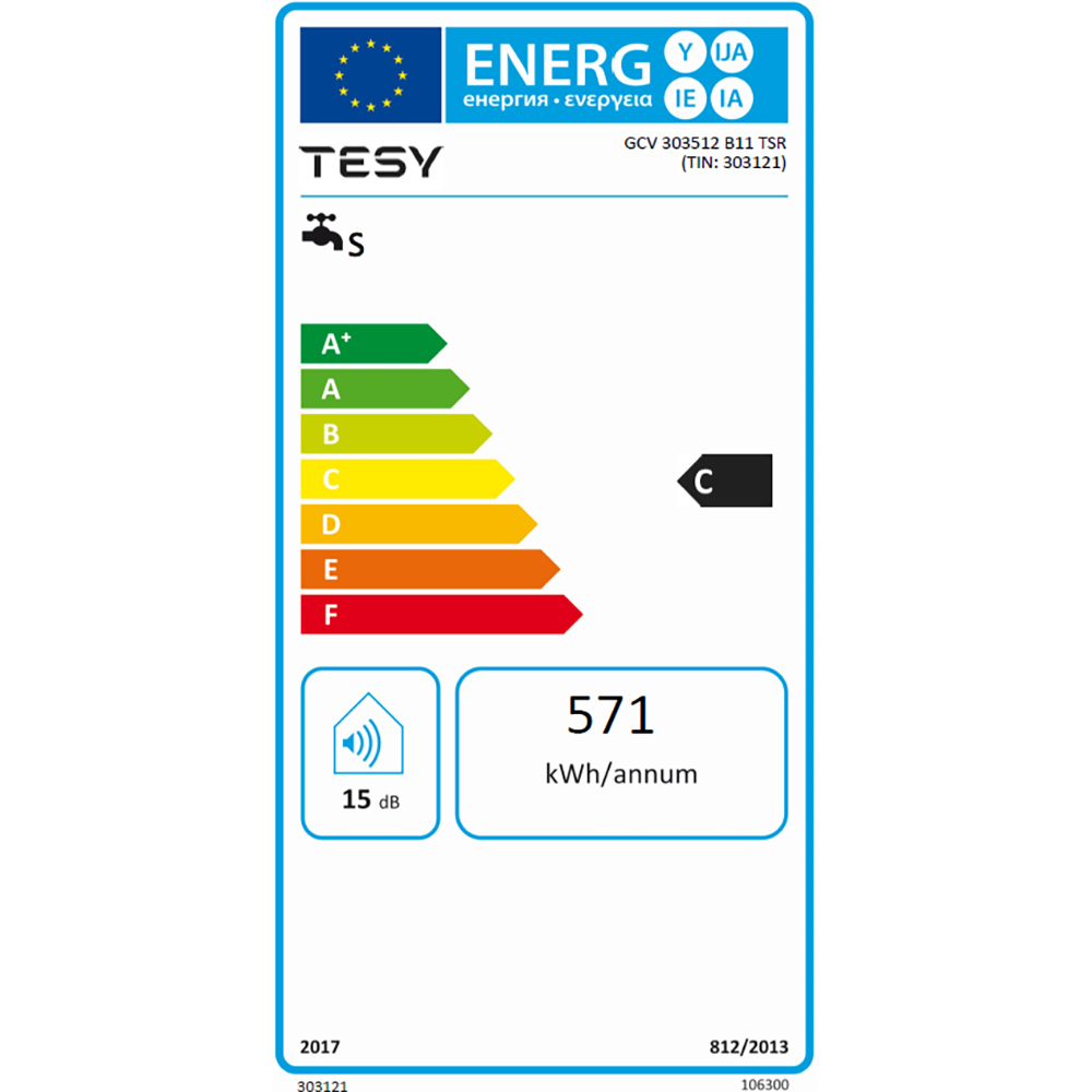 Boiler electric TESY BiLight GCV303512B11TSR, 30l, 1200W, alb